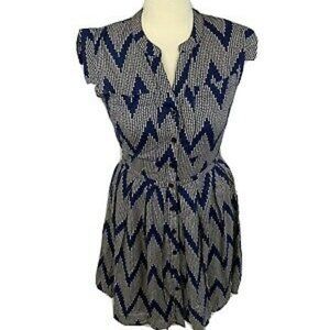 Anthropologie Geometric Print Blue Dress Size L